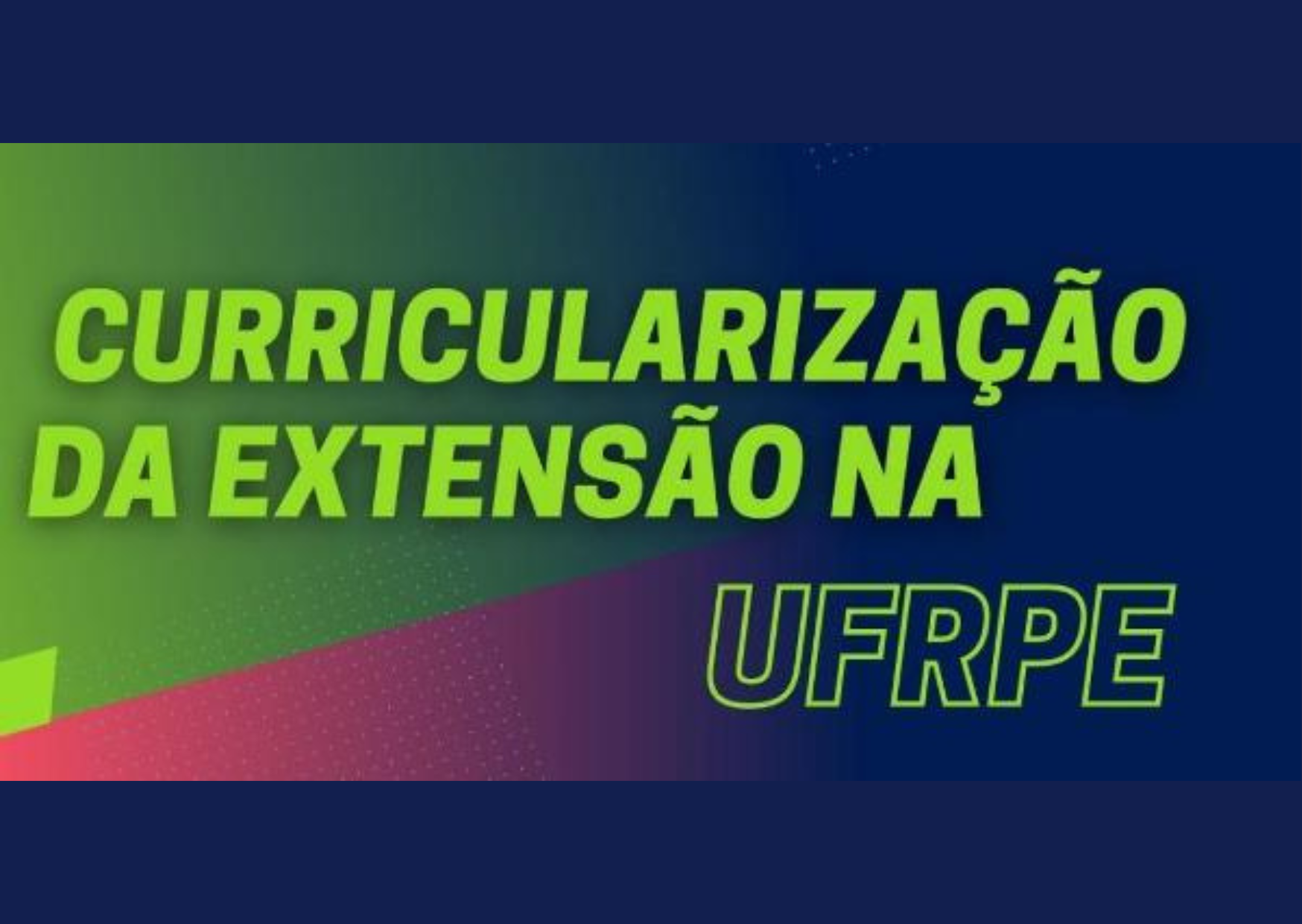 Banner curricularização azul, verde e rosa