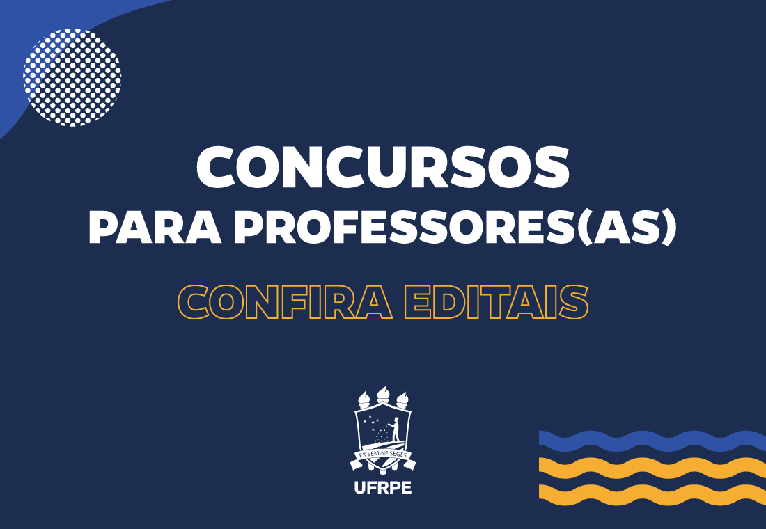 cartaz com fundo azul marinho e texto: concursos para professores, confira editais