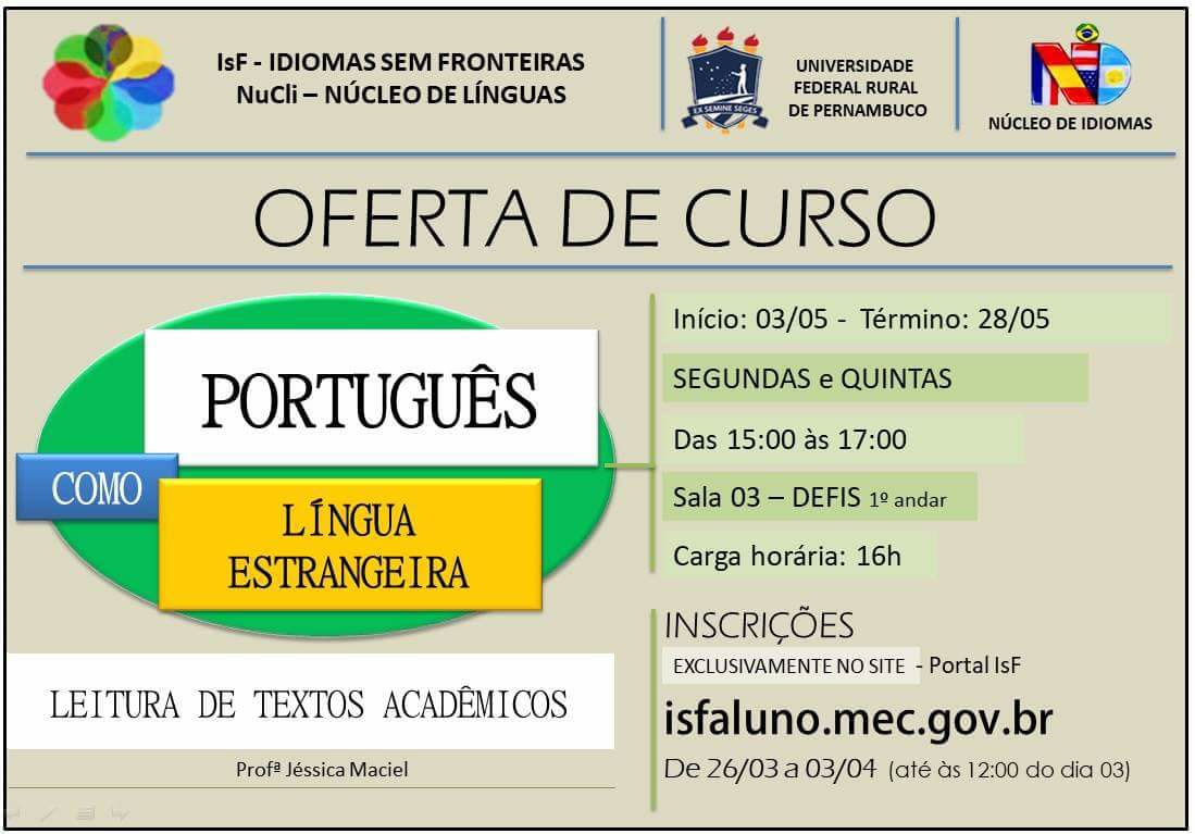 cartaz curso português para estrangeiros