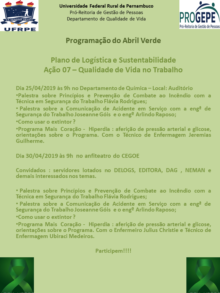 programação abril verde