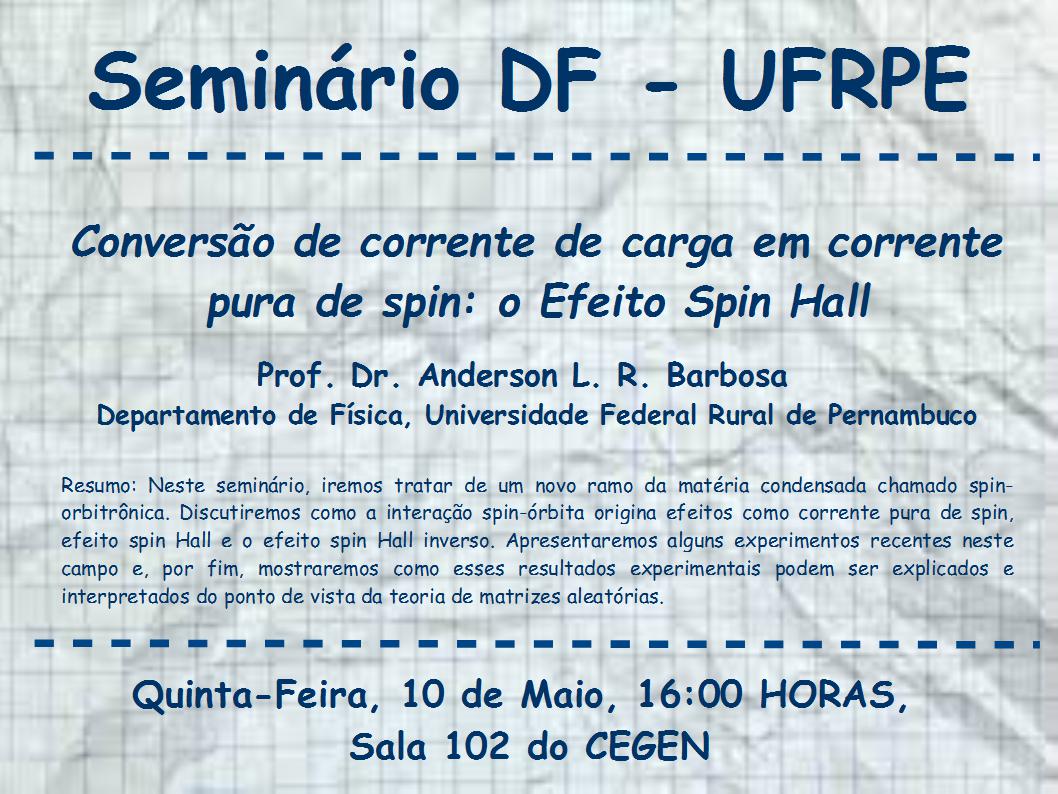 cartaz com informações do seminário do departamento de física