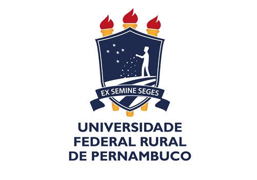 brasão da ufrpe. escudo azul escuro. jovem ao centro semeando 